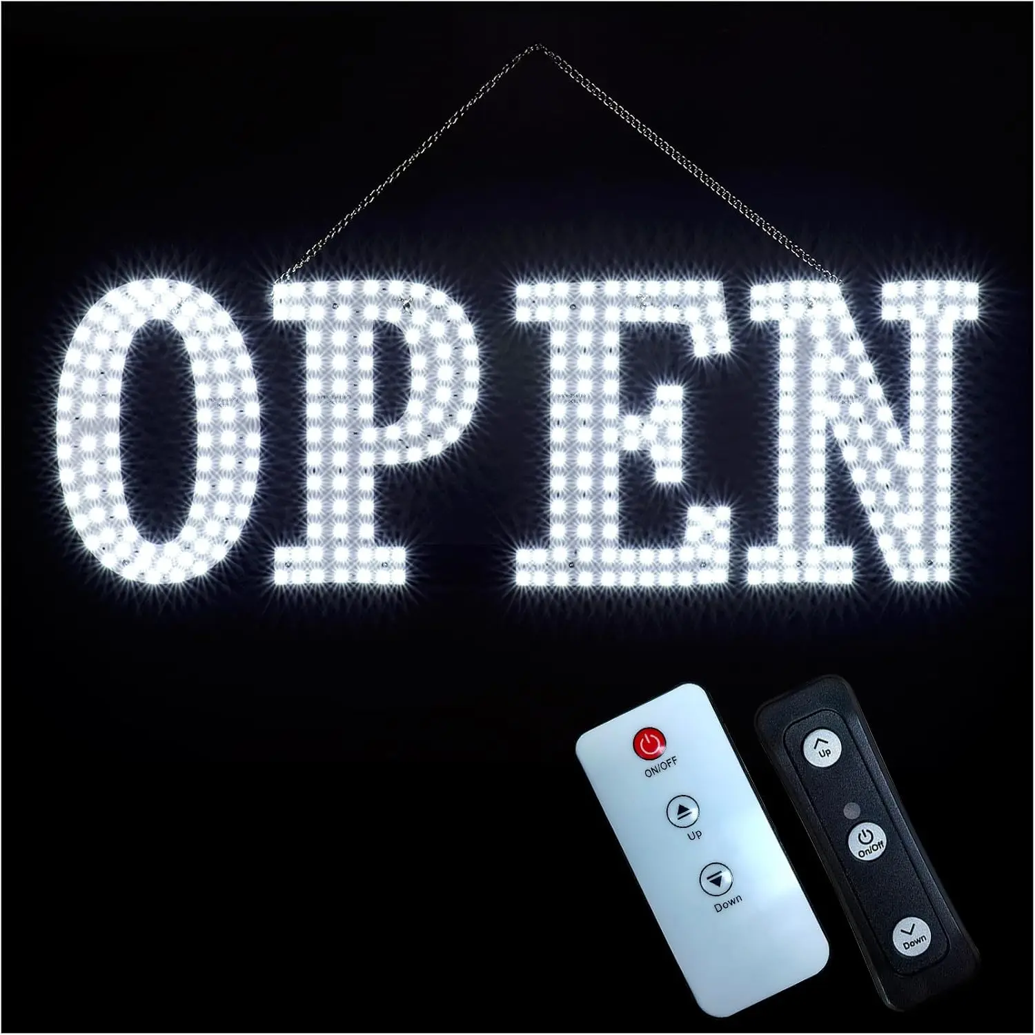40"x14" Extra Large LED Open Sign for Business, Remote Controlled, 10 Levels Brightness, Super Bright with Chain
40"x14" Extra Large LED Open Sign for Business, Remote Controlled, 10 Levels Brightness, Super Bright with Chain