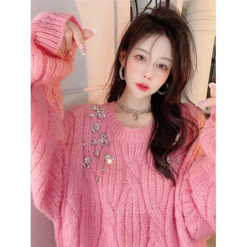 Женские вязаные пуловеры с круглым вырезом и свободными закрутками, осенний новый однотонный винтажный роскошный кашемировый свитер с бриллиантами и бисером
Женские вязаные пуловеры с круглым вырезом и свободными закрутками, осенний новый однотонный винтажный роскошный кашемировый свитер с бриллиантами и бисером