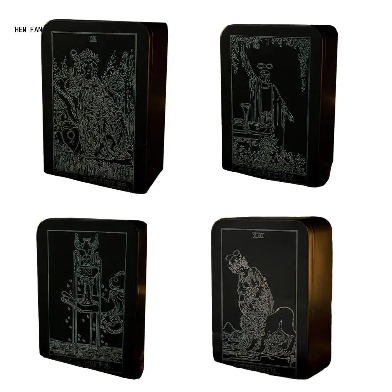 Iron Tarot Card Storage Case Portable Tarot Cards Box Astrologys Divination Storage Case White Line Pattern Card Containe M89D
Iron Tarot Card Storage Case Portable Tarot Cards Box Astrologys Divination Storage Case White Line Pattern Card Containe M89D