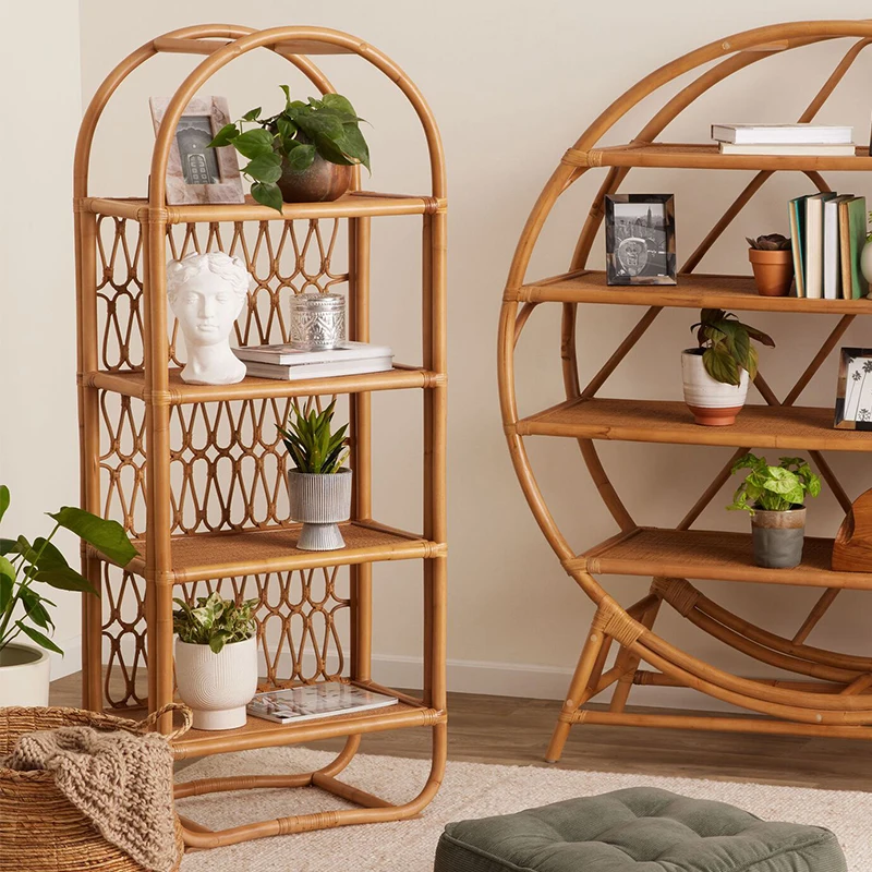 Simple Chinese retro round rattan high Sienna rattan arched cane classical bookshelf B & B furniture
Simple Chinese retro round rattan high Sienna rattan arched cane classical bookshelf B & B furniture