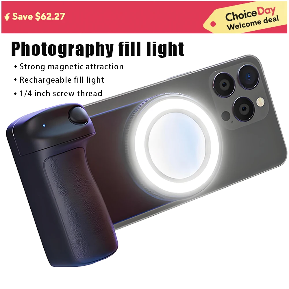 MagSafe Smartphone Camera Shutter Grip Bluetooth Selfie Handle Camera Photo Stabilizer with Fill Light for Iphone Android
MagSafe Smartphone Camera Shutter Grip Bluetooth Selfie Handle Camera Photo Stabilizer with Fill Light for Iphone Android