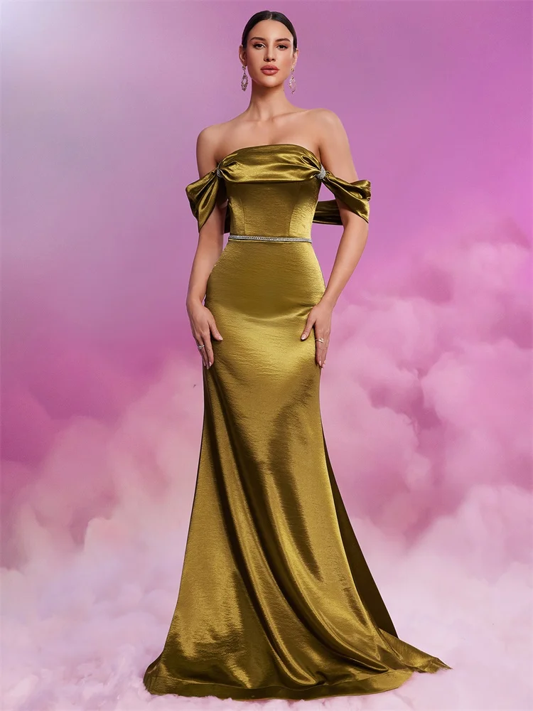 XUIBOL Luxury Tube Top Gold Evening Dress Women Elegant Mermaid Dresses Wedding Party Dress Floor Lenght Cocktail Gowns
XUIBOL Luxury Tube Top Gold Evening Dress Women Elegant Mermaid Dresses Wedding Party Dress Floor Lenght Cocktail Gowns