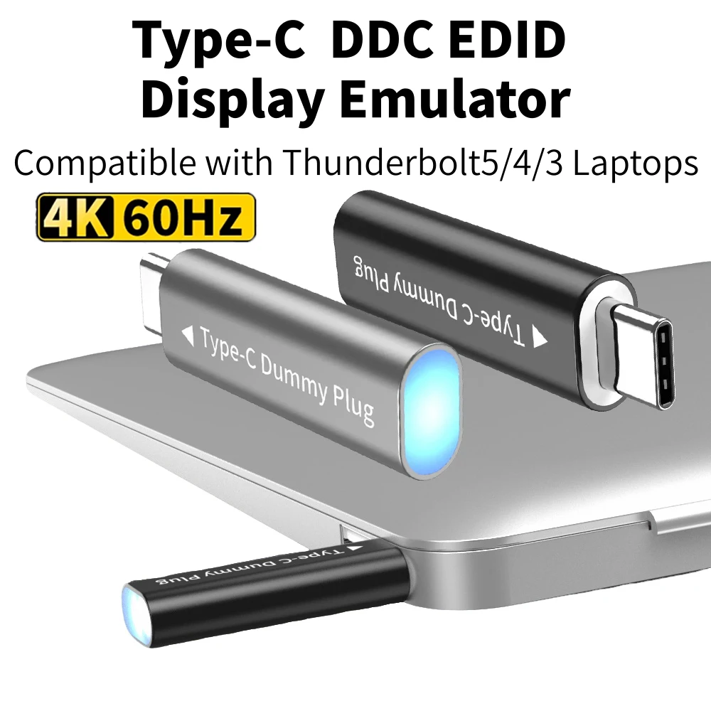 USB C Dummy Plug 4K@60Hz Virtual Monitor Type-C DDC EDID Display Emulator Adapter Compatible with Thunderbolt5/4/3 USB4 Laptops
USB C Dummy Plug 4K@60Hz Virtual Monitor Type-C DDC EDID Display Emulator Adapter Compatible with Thunderbolt5/4/3 USB4 Laptops