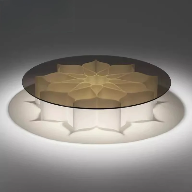 Glass modern simple Internet celebrity hotel villa club small apartment lotus coffee table round
Glass modern simple Internet celebrity hotel villa club small apartment lotus coffee table round