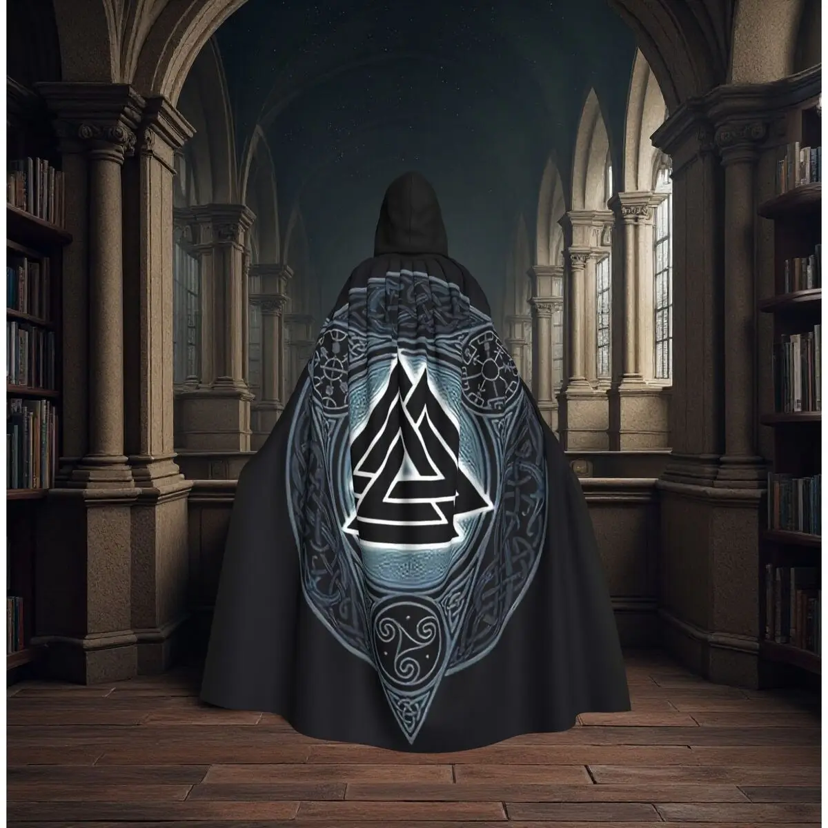 Viking Rune Triangle Design And Norse Symbols Long Hooded Cloak Witch Medieval Costume Cosplay Cape HalloweenVampire Unisex
Viking Rune Triangle Design And Norse Symbols Long Hooded Cloak Witch Medieval Costume Cosplay Cape HalloweenVampire Unisex