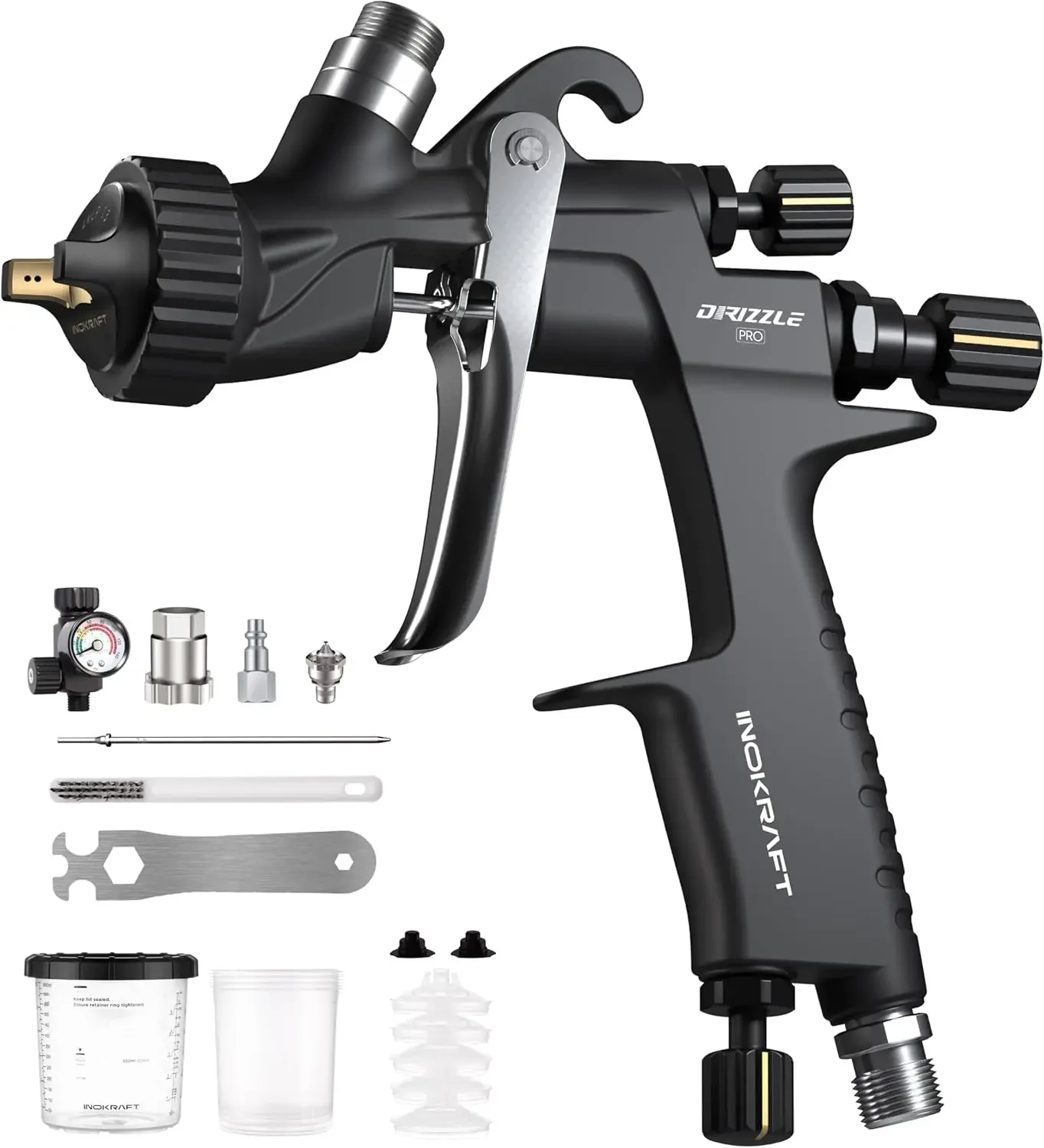 Drizzle Pro LVLP Spray Gun, Precise Low-Overspray Performance with Ultra-Light 340g Design. Includes 1.3B/1.3C Nozzles and Acces
Drizzle Pro LVLP Spray Gun, Precise Low-Overspray Performance with Ultra-Light 340g Design. Includes 1.3B/1.3C Nozzles and Acces