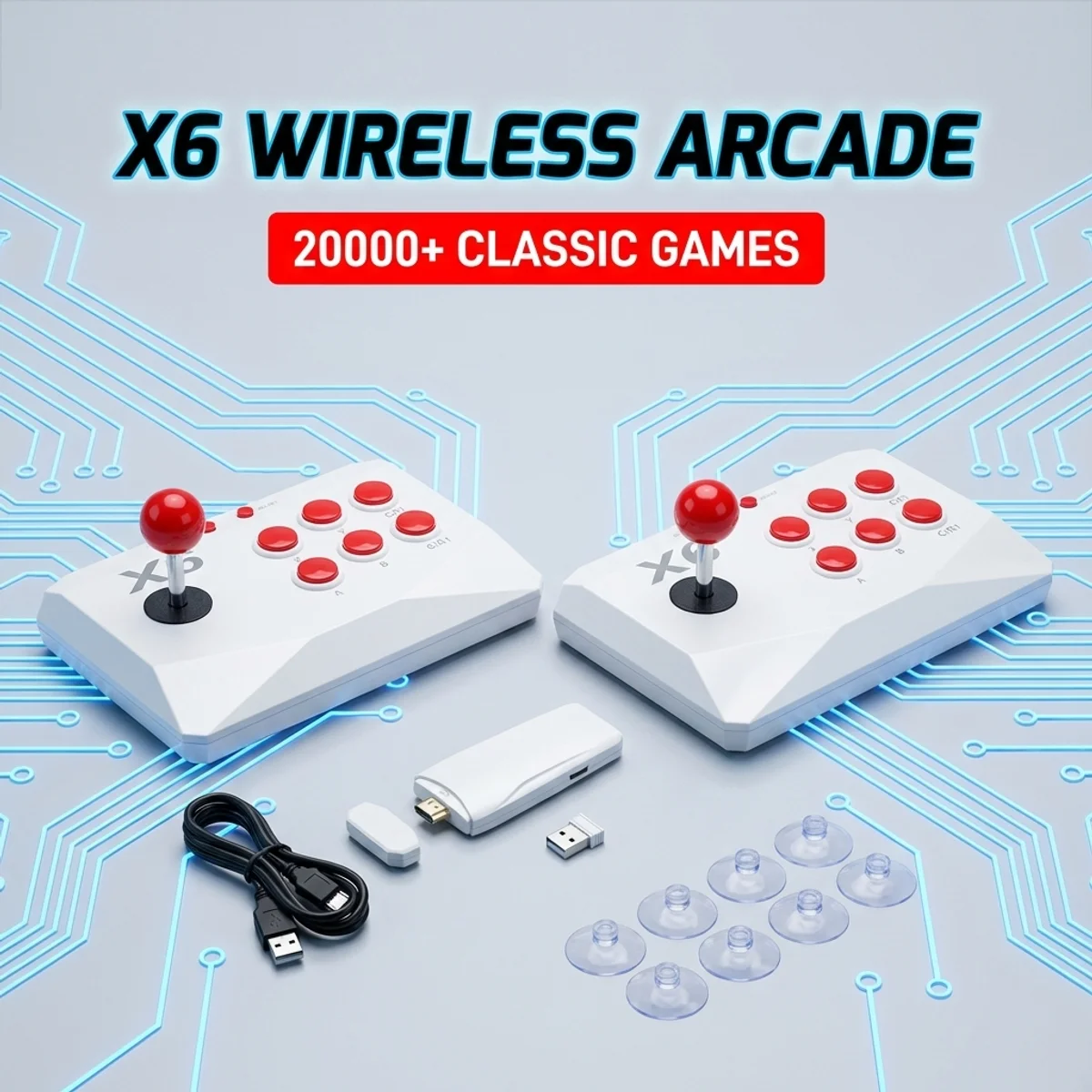 Игровая консоль X6 Retro с беспроводными джойстиками 2.4G, 15000 классических игр, подарок для детей
Игровая консоль X6 Retro с беспроводными джойстиками 2.4G, 15000 классических игр, подарок для детей