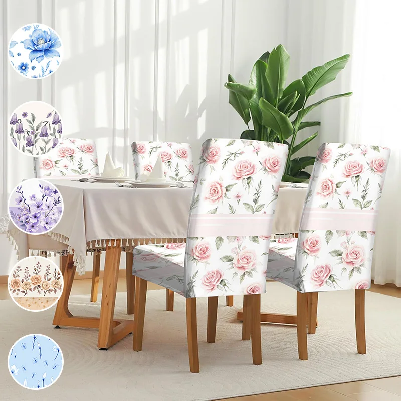 Elastic dining chair cover, soft and elegant flower printing pattern, removable and washable household dining chair cover
Elastic dining chair cover, soft and elegant flower printing pattern, removable and washable household dining chair cover