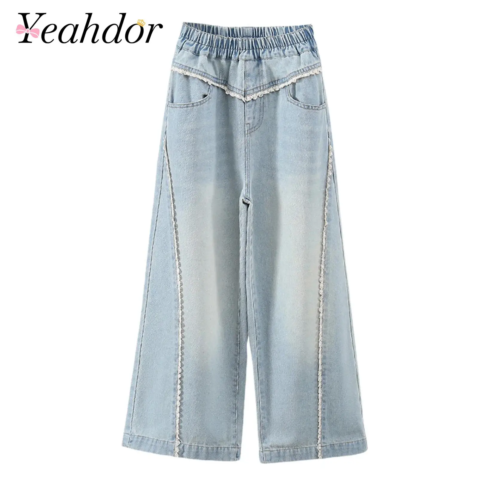 Kids Girls Lace Trim Baggy Jeans Casual High Waist Wide-Leg Denim Pants with Pocket for Birthday Party Vacation Travel Picnic
Kids Girls Lace Trim Baggy Jeans Casual High Waist Wide-Leg Denim Pants with Pocket for Birthday Party Vacation Travel Picnic