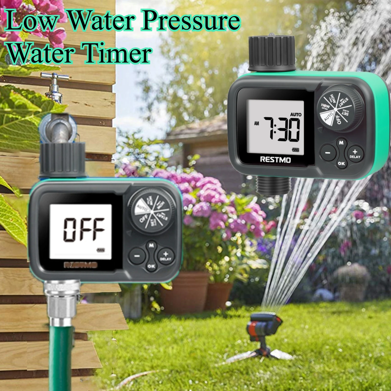 Low Water Pressure Water Timer 3 Smart Watering Mode-Auto/Manual/ Rain Delay Garden Irrigation Timer for Flexible Daily Watering
Low Water Pressure Water Timer 3 Smart Watering Mode-Auto/Manual/ Rain Delay Garden Irrigation Timer for Flexible Daily Watering