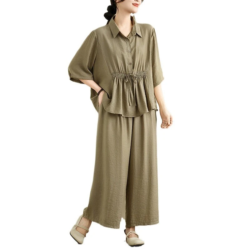 Women's Summer Suit Large Size Loose T-Shirt Set Fat Sister Wide-Leg Pants 2PCS Skinny Casual Two-Piece Female Outfit
Women's Summer Suit Large Size Loose T-Shirt Set Fat Sister Wide-Leg Pants 2PCS Skinny Casual Two-Piece Female Outfit
