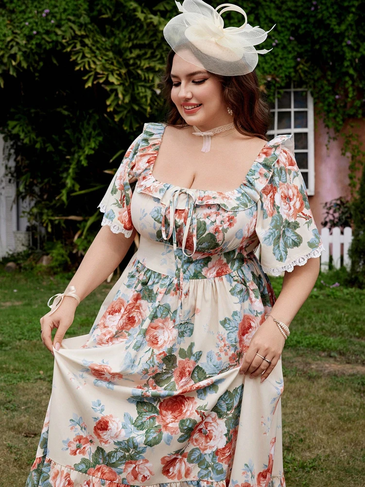 Plus Size 2026 Summer New Arrivals: Women's Romantic, Girly Floral Print Short-Sleeve Dress—Elegant, Evening Wear
Plus Size 2026 Summer New Arrivals: Women's Romantic, Girly Floral Print Short-Sleeve Dress—Elegant, Evening Wear
