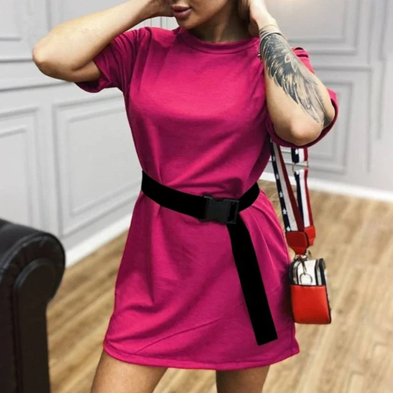 White Short Sleeve Dresses Summer Fashion Women O Neck Loose Oversized Shirt Dress Fashion Casual Simple Vestidos with Belt
White Short Sleeve Dresses Summer Fashion Women O Neck Loose Oversized Shirt Dress Fashion Casual Simple Vestidos with Belt