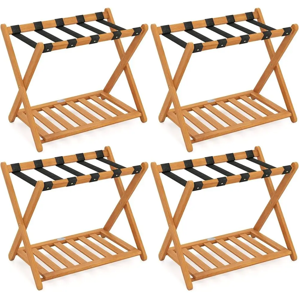 Acacia Wood 4-Tier Suitcase Stand with 5 Nylon Straps and Slatted Shelf for Storage, Ideal for Bedrooms, Guest Rooms, Hotels
Acacia Wood 4-Tier Suitcase Stand with 5 Nylon Straps and Slatted Shelf for Storage, Ideal for Bedrooms, Guest Rooms, Hotels