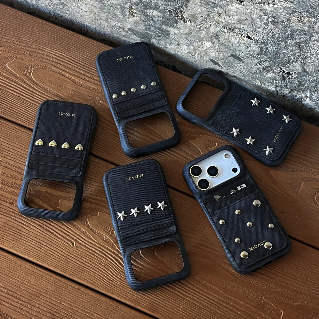 Fashion Black Denim Stereoscopic Metal Stars Heart Card Pocket Insert Card Phone Cover Case For iPhone 17 16 15 14 13 Pro Max
Fashion Black Denim Stereoscopic Metal Stars Heart Card Pocket Insert Card Phone Cover Case For iPhone 17 16 15 14 13 Pro Max