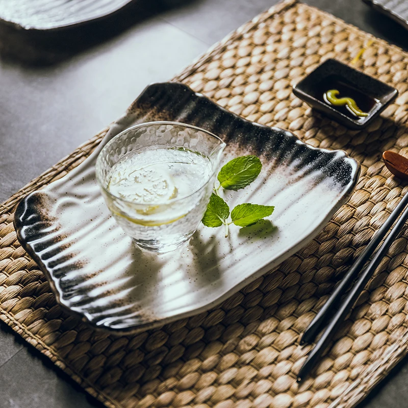 Creative sushi ceramic Japanese irregular plate black flat vegetable plate home snack plate dinner plates ceramic charger plate
Creative sushi ceramic Japanese irregular plate black flat vegetable plate home snack plate dinner plates ceramic charger plate