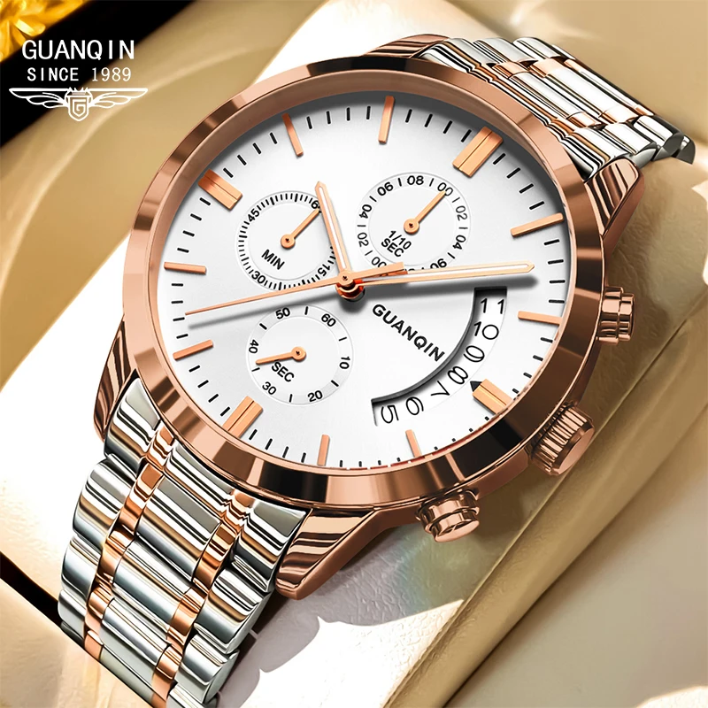 GUANQIN Men's Watches Original Brand Fine Steel Trend Fashion Quartz Wristwatch for Man Waterproof Luminous Date Chronograph New
GUANQIN Men's Watches Original Brand Fine Steel Trend Fashion Quartz Wristwatch for Man Waterproof Luminous Date Chronograph New