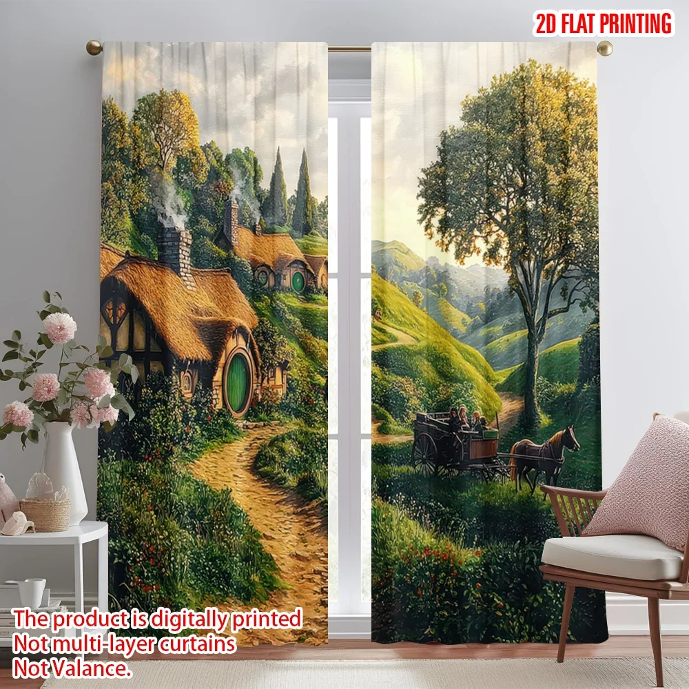 2D flat printing 2pcs Drapes Green Hill Hobbit Village Digital Printed Polyester Drapes All Season Party & Holiday Decor Perfect
2D flat printing 2pcs Drapes Green Hill Hobbit Village Digital Printed Polyester Drapes All Season Party & Holiday Decor Perfect