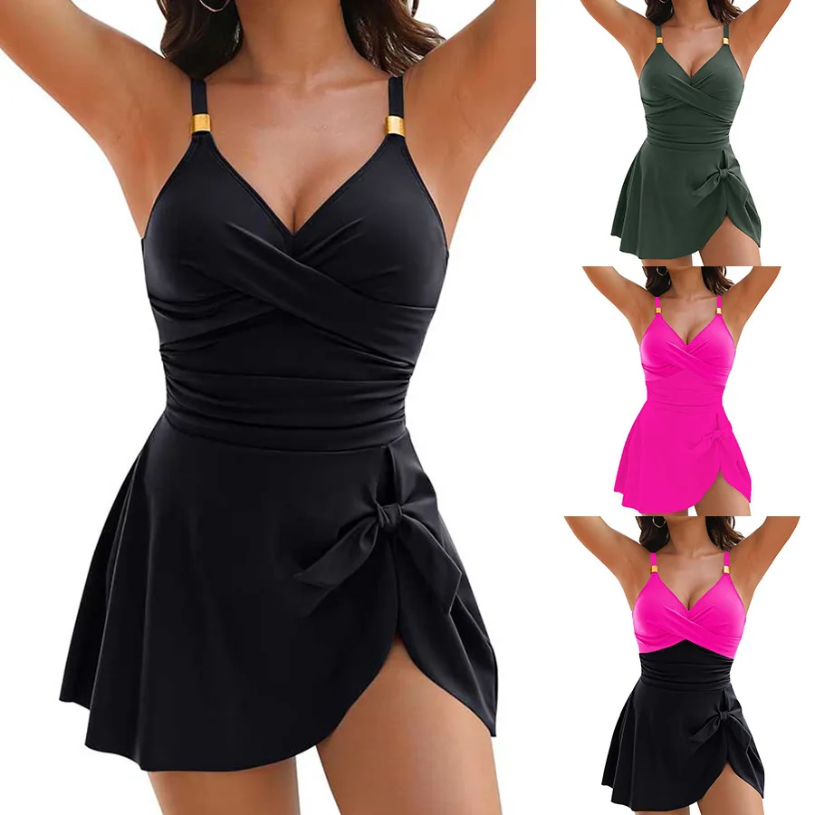 2025 New Sexy V-Neck Bikini Set Floral Print Conservative One-Piece Swimwear With Panties Summer Solid Romper Mini Dress Female
2025 New Sexy V-Neck Bikini Set Floral Print Conservative One-Piece Swimwear With Panties Summer Solid Romper Mini Dress Female