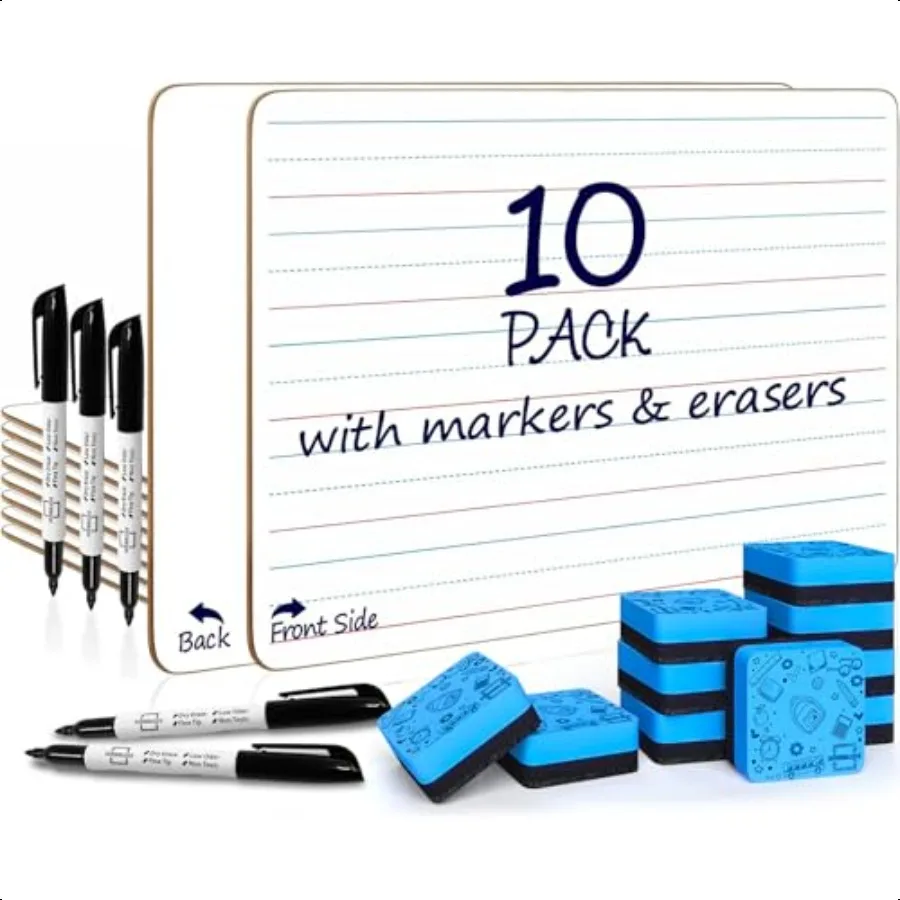 10 Pack Double Sided Whiteboards Lined Dry Erase Board for Ruled Writing Board Handwriting Practice for Small White Board Dry E
10 Pack Double Sided Whiteboards Lined Dry Erase Board for Ruled Writing Board Handwriting Practice for Small White Board Dry E
