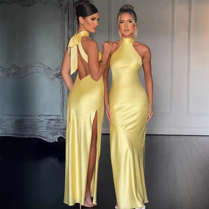 Luxury Women Satin Corset Guest Evening Dress Sexy Halter Backless Slim Slit Bodycon Mermaid Cocktail Long Dress Prom Gown 2026
Luxury Women Satin Corset Guest Evening Dress Sexy Halter Backless Slim Slit Bodycon Mermaid Cocktail Long Dress Prom Gown 2026