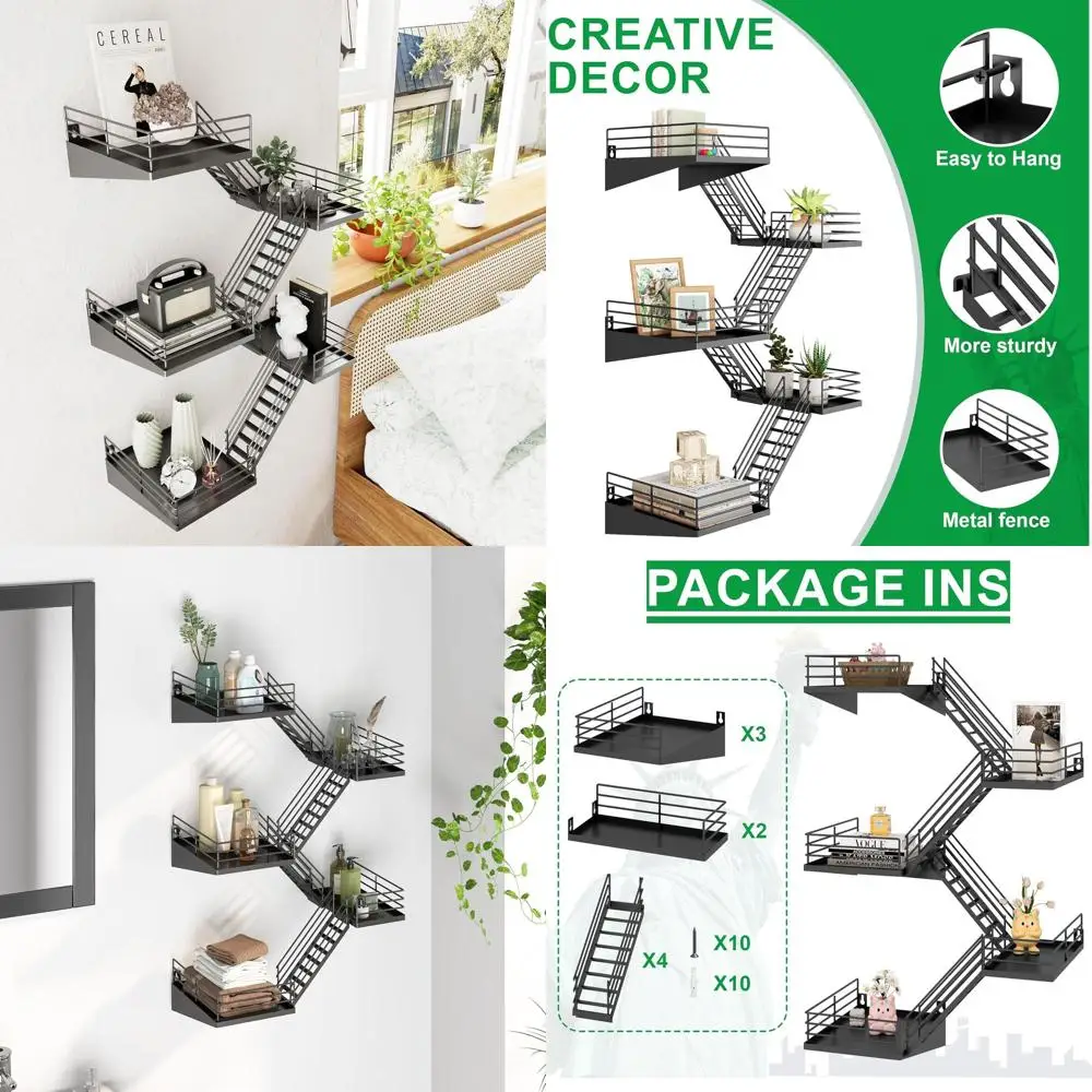 5-Tier Large Black Metal Wall Shelves with Baskets, Rustic Floating Decorative Shelving for Home Display
5-Tier Large Black Metal Wall Shelves with Baskets, Rustic Floating Decorative Shelving for Home Display