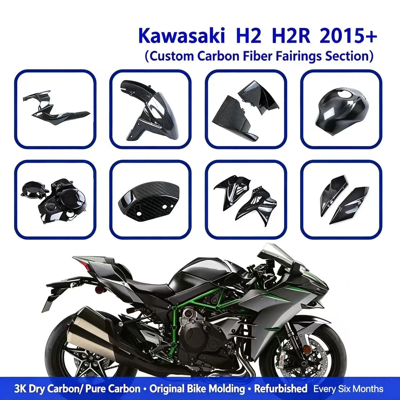 Suitable for Kawasaki H2 H2R 2015+ motorcycle modified carbon fiber housing cowling accessories fender fixed wind wing
Suitable for Kawasaki H2 H2R 2015+ motorcycle modified carbon fiber housing cowling accessories fender fixed wind wing
