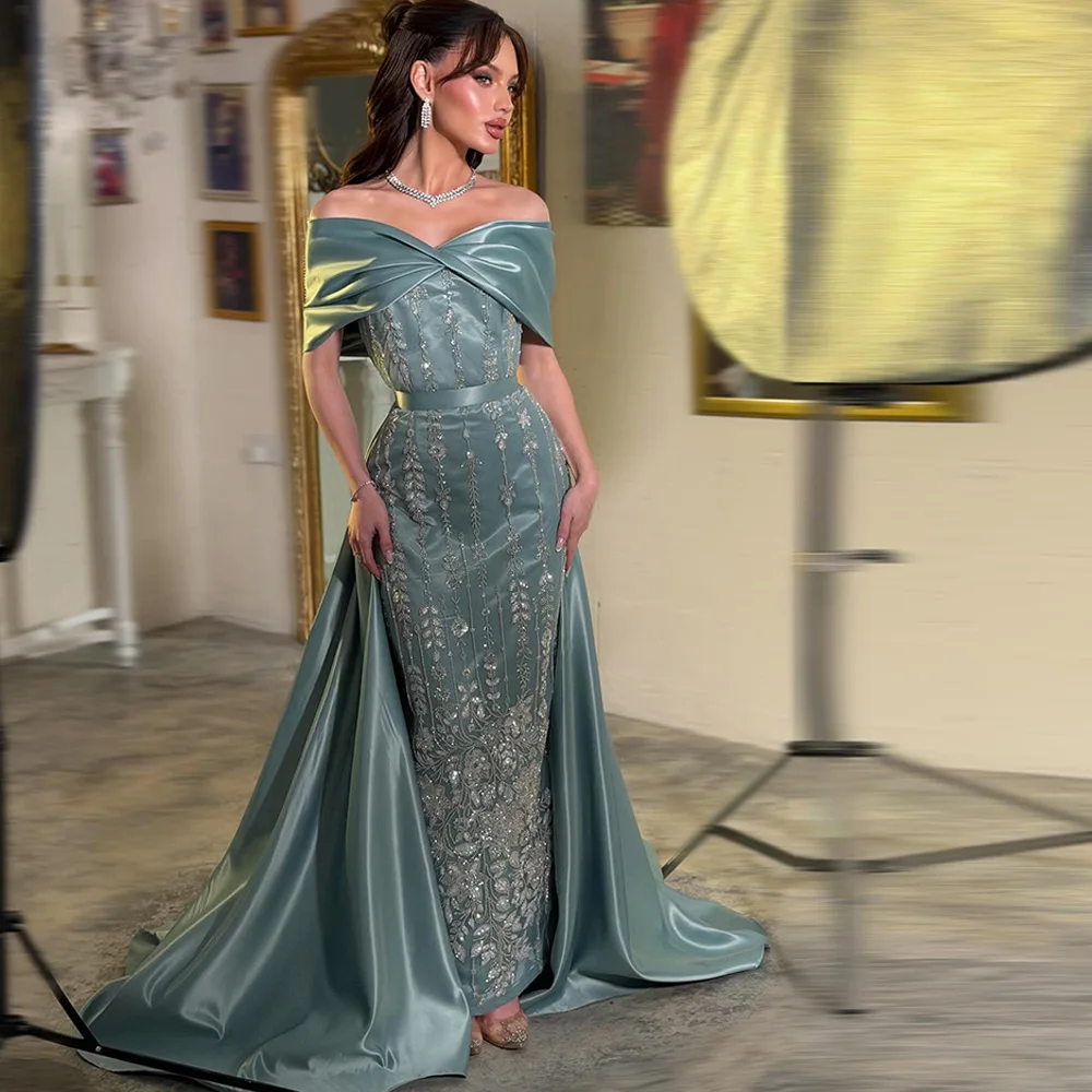 Classic Boat Neck Sleeveless Evening Dress Elegant Customized Mermaid Satin Celebrity Gowns Luxury Sequined Beading Party Dress
Classic Boat Neck Sleeveless Evening Dress Elegant Customized Mermaid Satin Celebrity Gowns Luxury Sequined Beading Party Dress