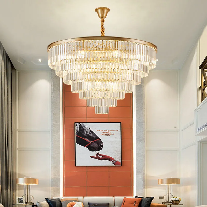 New Modern Luxury LED Crystal Lustre Chandelier Gold/Black Multi-storey Pendant Light Indoor Home Decor Lighting Ceiling Lamp
New Modern Luxury LED Crystal Lustre Chandelier Gold/Black Multi-storey Pendant Light Indoor Home Decor Lighting Ceiling Lamp
