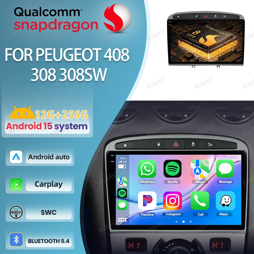 Автомобильный радиоприемник Android 15 для Peugeot 408 308 308SW, головное устройство DSP DVD 4G LTE Viedo Player QLED BT, беспроводной Carplay, автомультимедиа
Автомобильный радиоприемник Android 15 для Peugeot 408 308 308SW, головное устройство DSP DVD 4G LTE Viedo Player QLED BT, беспроводной Carplay, автомультимедиа