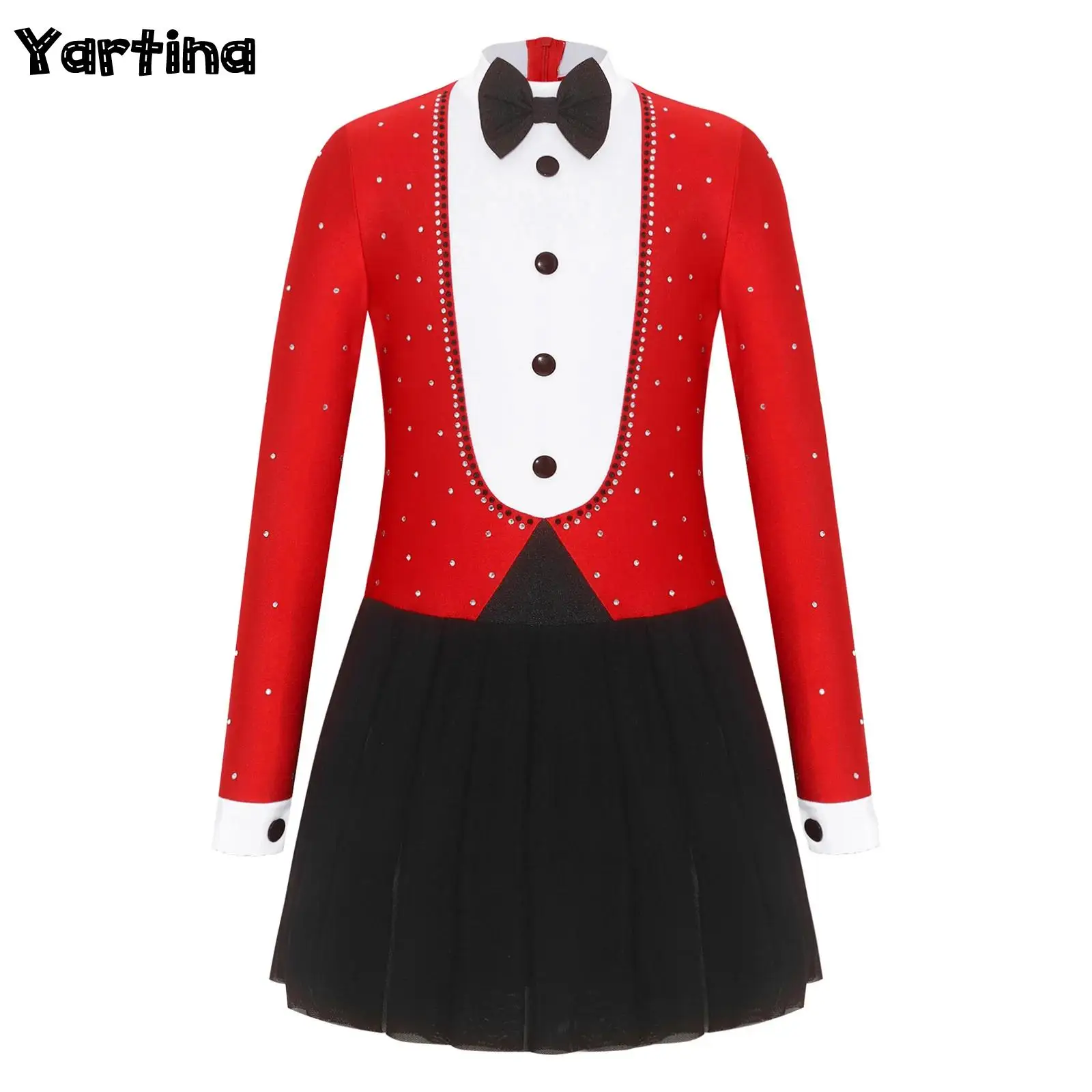 Kids Girls Magician Circus Ringmaster Performance Costume Bowtie Long Sleeves Back Invisible Zipper Rhinestone Tuxedo Dress
Kids Girls Magician Circus Ringmaster Performance Costume Bowtie Long Sleeves Back Invisible Zipper Rhinestone Tuxedo Dress