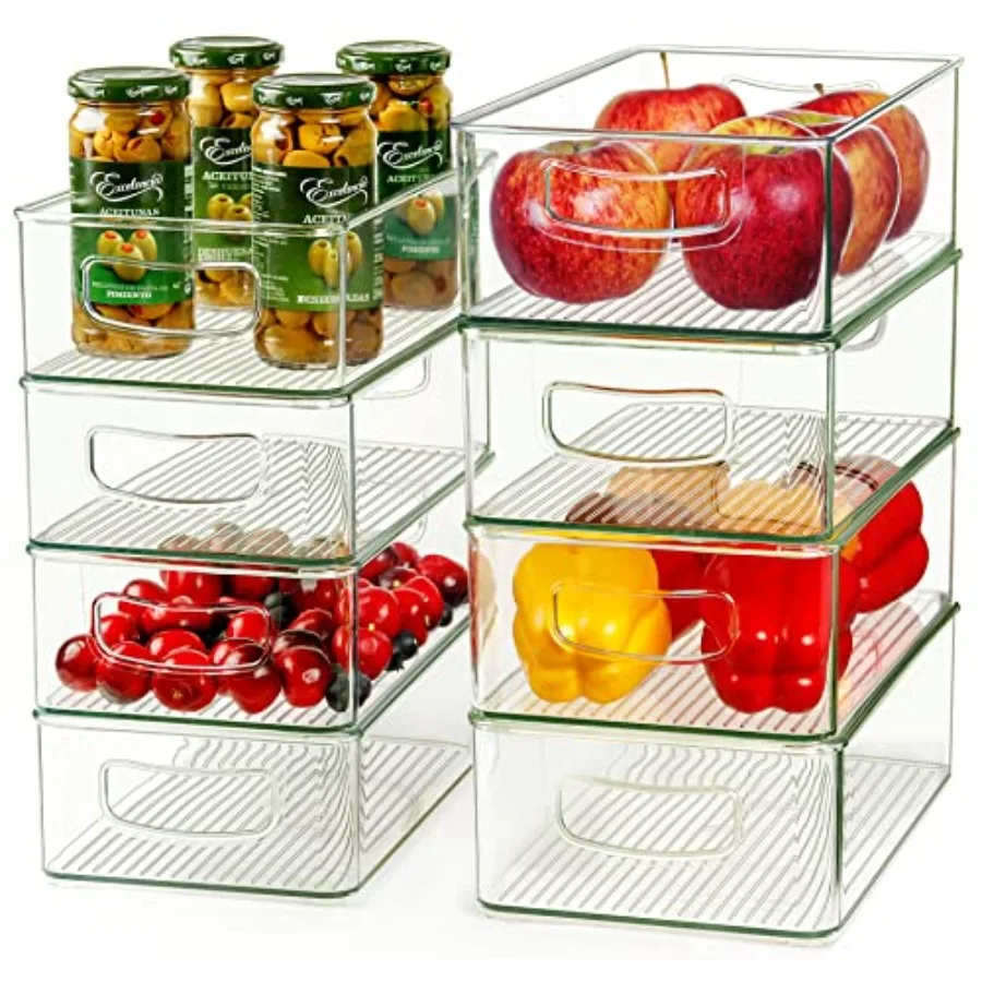 Curated Picks Clear Storage Bins 8 Packs for Refrigerator, 4 Large Stackable Pantry Organizer Bins and 4 Medium Storage Plastic
Curated Picks Clear Storage Bins 8 Packs for Refrigerator, 4 Large Stackable Pantry Organizer Bins and 4 Medium Storage Plastic