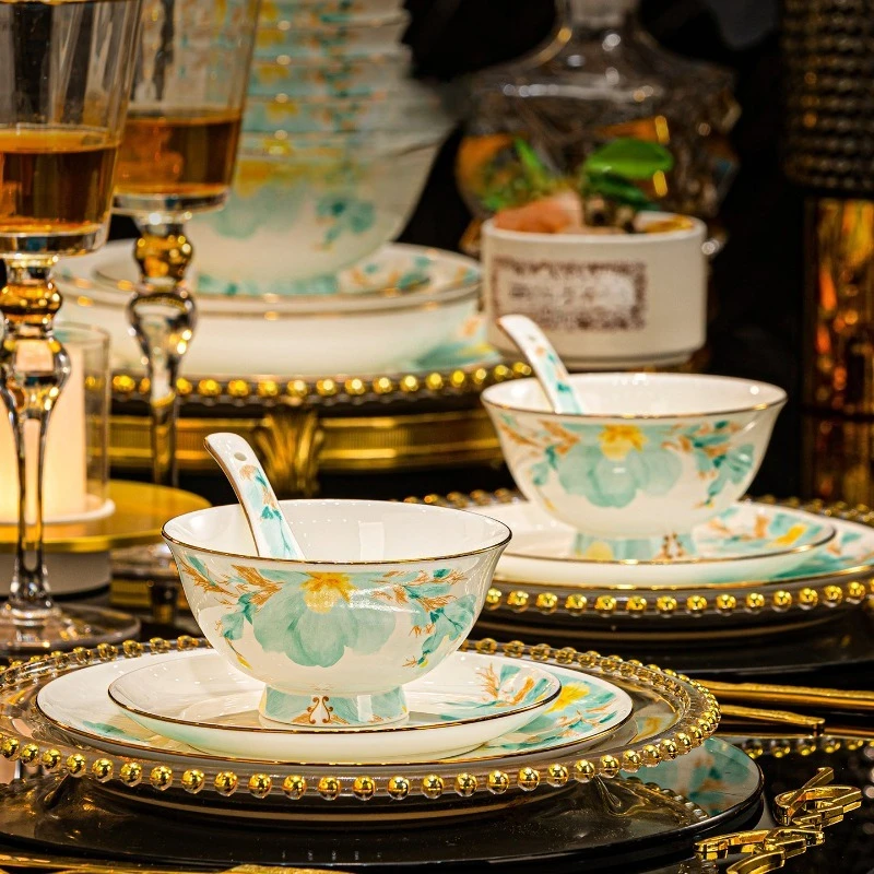 Grade 1 bone china, high-end high-end bowls and plates, tableware luxury set, premium sense for home use
Grade 1 bone china, high-end high-end bowls and plates, tableware luxury set, premium sense for home use