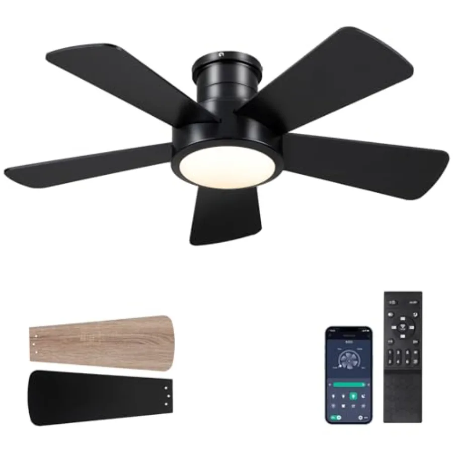 Flush Mount Ceiling Fan with Lights and Remote, Modern Quiet DC Motor Low Profile Ceiling Fan for Low Ceilings, 5 Reversible Bl
Flush Mount Ceiling Fan with Lights and Remote, Modern Quiet DC Motor Low Profile Ceiling Fan for Low Ceilings, 5 Reversible Bl