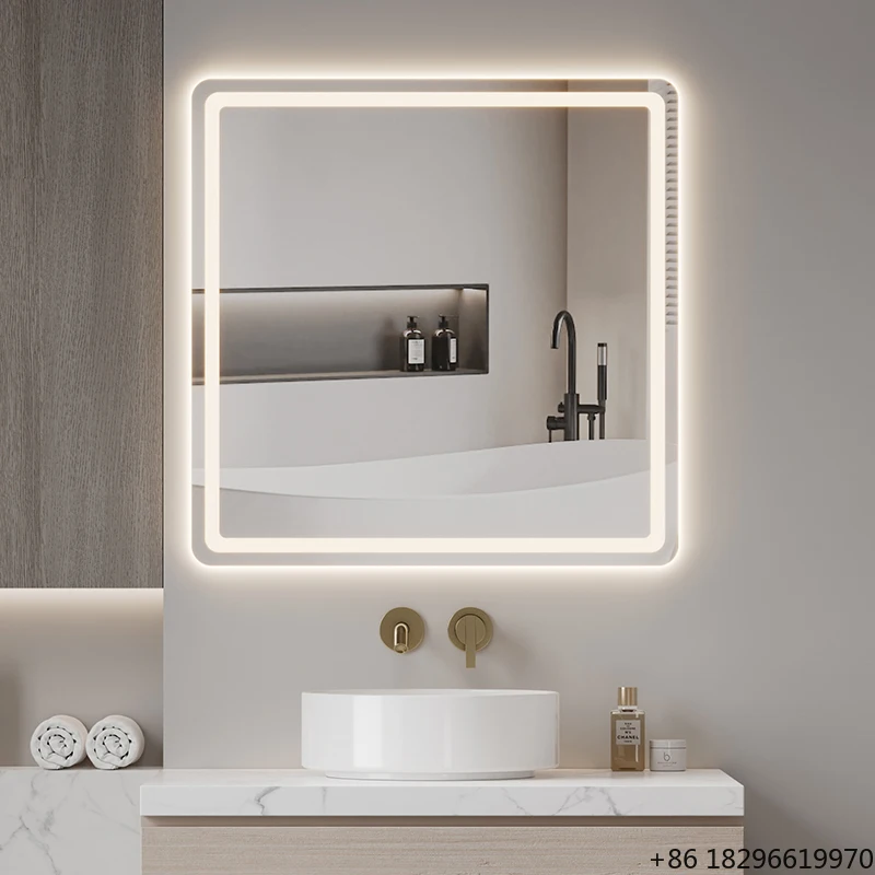 Square LED Smart Bathroom Mirror Wall Hung Illuminated Hotel Vanity
Square LED Smart Bathroom Mirror Wall Hung Illuminated Hotel Vanity