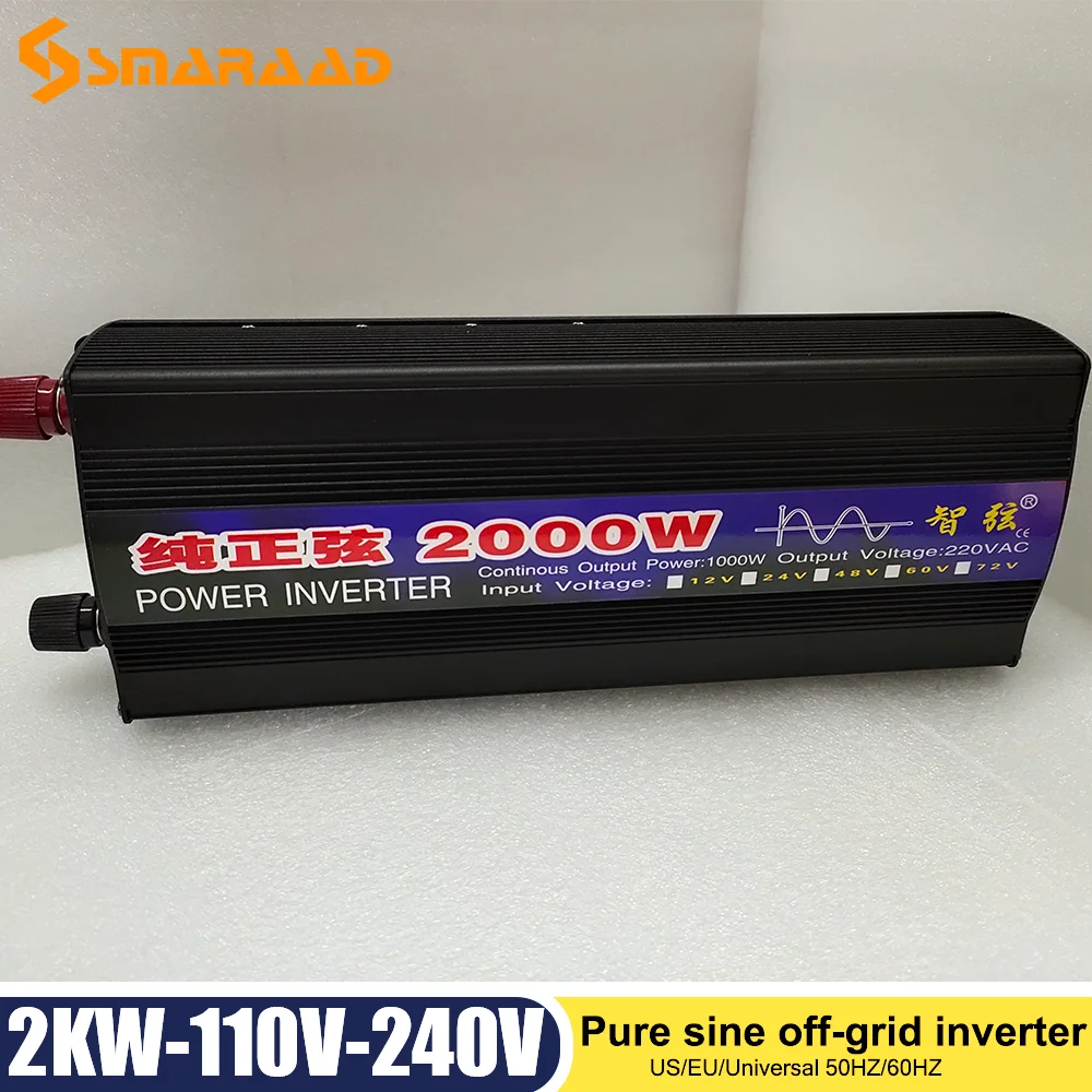 2000W Pure Sine Wave Inverter Solar Power Inverter 12v 220v DC/AC Converter 24v 48v 110v 50hz Off Grid Inverter
2000W Pure Sine Wave Inverter Solar Power Inverter 12v 220v DC/AC Converter 24v 48v 110v 50hz Off Grid Inverter