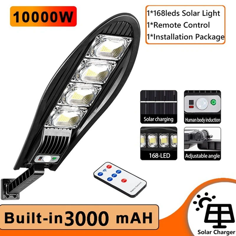 168LED Solar Street Light Adjustable Angle Solar Lamp Built-In 3000MAH For Garden Wall
168LED Solar Street Light Adjustable Angle Solar Lamp Built-In 3000MAH For Garden Wall