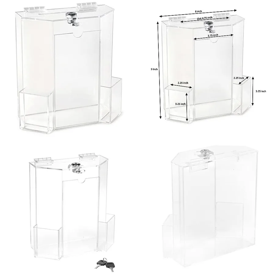 Donation Collection Office Suggestion Acrylic Ballot Box 9 x 8 inch with Display area of 8 x 3.75 inch comes with 2 business ca
Donation Collection Office Suggestion Acrylic Ballot Box 9 x 8 inch with Display area of 8 x 3.75 inch comes with 2 business ca