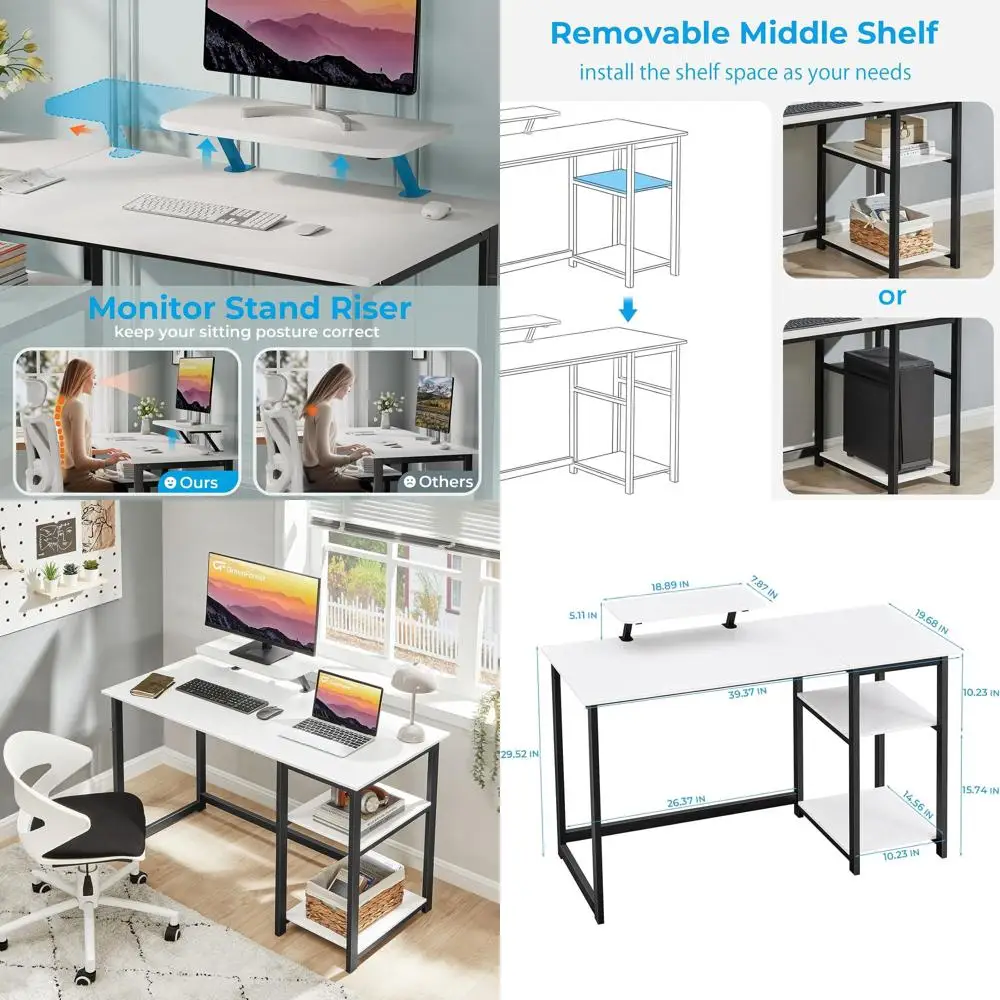 Computer Desk with Monitor Stand and Reversible Storage Shelves,39 inch Small Home Office Writing Study Desk for Small Spaces,Wh
Computer Desk with Monitor Stand and Reversible Storage Shelves,39 inch Small Home Office Writing Study Desk for Small Spaces,Wh