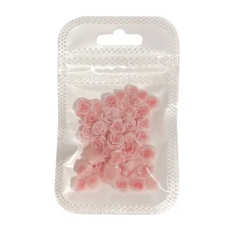 50PCS 3D Mix Sizes Beautiful Blossoming Rose Flowers Resin Adhesive Nail Art Rhinestones Decorations Manicure Kawaii Charms