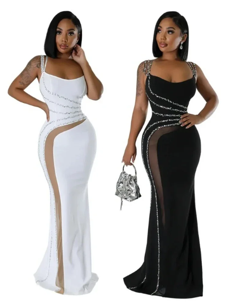 2025 Women's Diamond Embellished Strapless Sleeveless Bodycon Maxi Dress Summer Streetwear Sexy Evening Party Night Gown
2025 Women's Diamond Embellished Strapless Sleeveless Bodycon Maxi Dress Summer Streetwear Sexy Evening Party Night Gown
