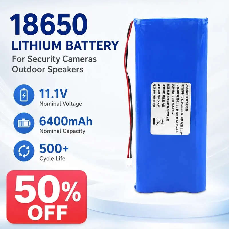 For 18650 Lithium Battery Pack 11.1V 6400mAh High-Capacity Rechargeable Battery for Security Monitoring Outdoor Audio Devices
For 18650 Lithium Battery Pack 11.1V 6400mAh High-Capacity Rechargeable Battery for Security Monitoring Outdoor Audio Devices