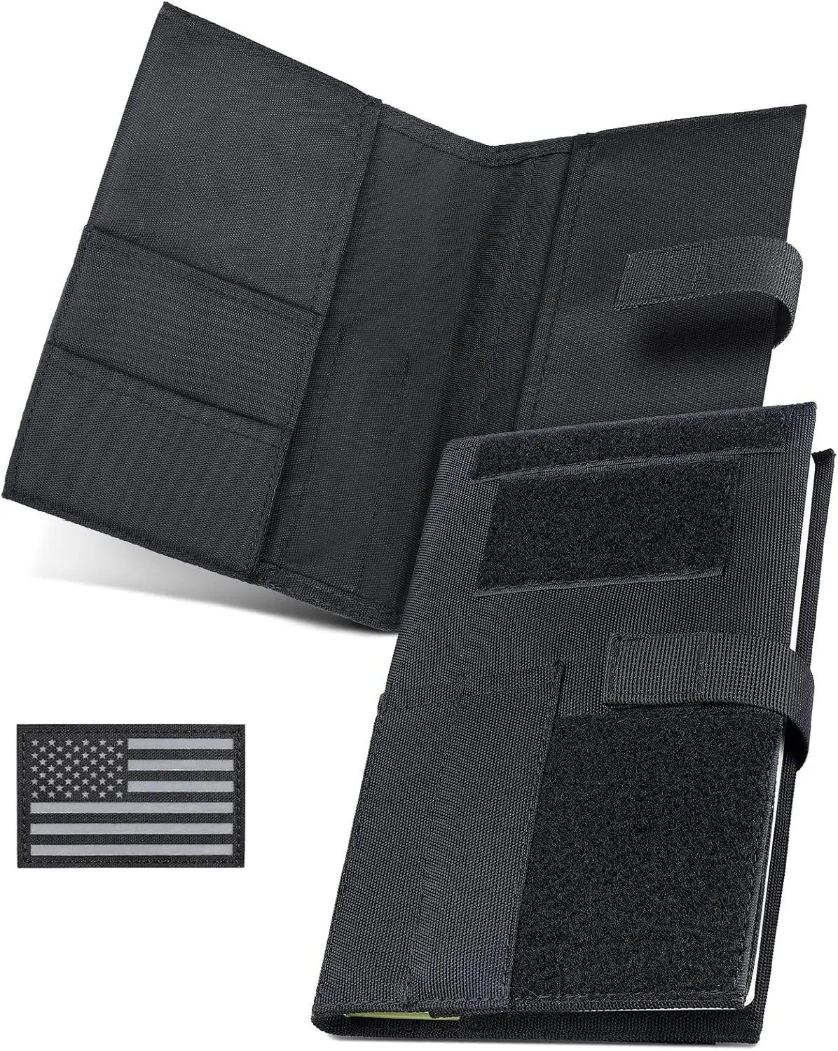 Tactical Book Cover for 5.5"x8" Notebook, Green Protective Holder, Detachable Field Cover with Flag Patch, Black 5.7x8.7in
Tactical Book Cover for 5.5"x8" Notebook, Green Protective Holder, Detachable Field Cover with Flag Patch, Black 5.7x8.7in