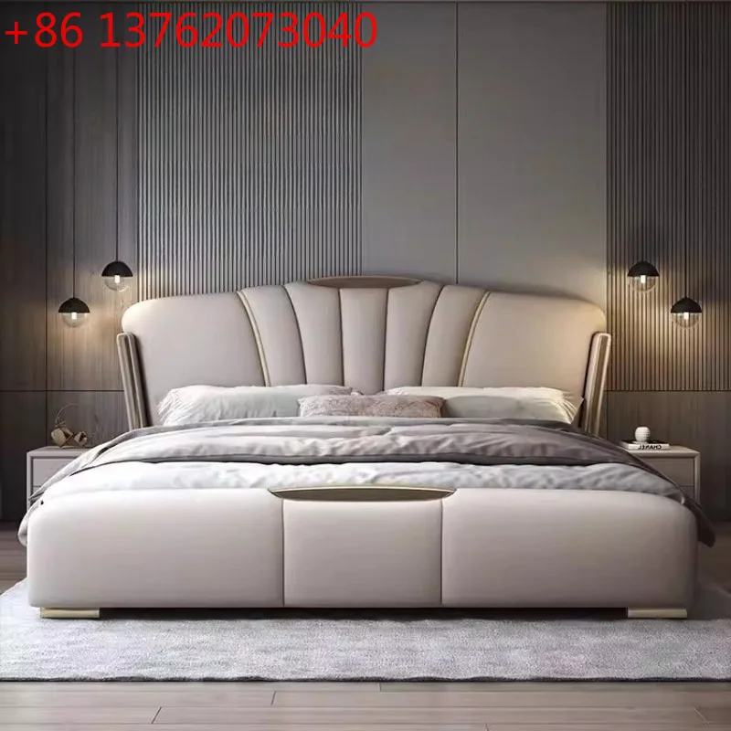 Bedroom Furniture Italian Light Luxury Leather Beds Frame Simple Modern High-end Atmosphere Double Bed Soft Bag Wedding Bed
Bedroom Furniture Italian Light Luxury Leather Beds Frame Simple Modern High-end Atmosphere Double Bed Soft Bag Wedding Bed
