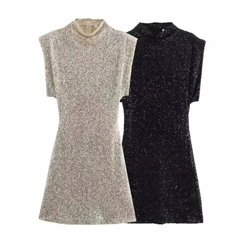 Glitter Sequin Party Dresses Women Fashion Shoulder Pad Fly Sleeve Shiny Short Hidden Zipper High Waist Mini Dress
Glitter Sequin Party Dresses Women Fashion Shoulder Pad Fly Sleeve Shiny Short Hidden Zipper High Waist Mini Dress