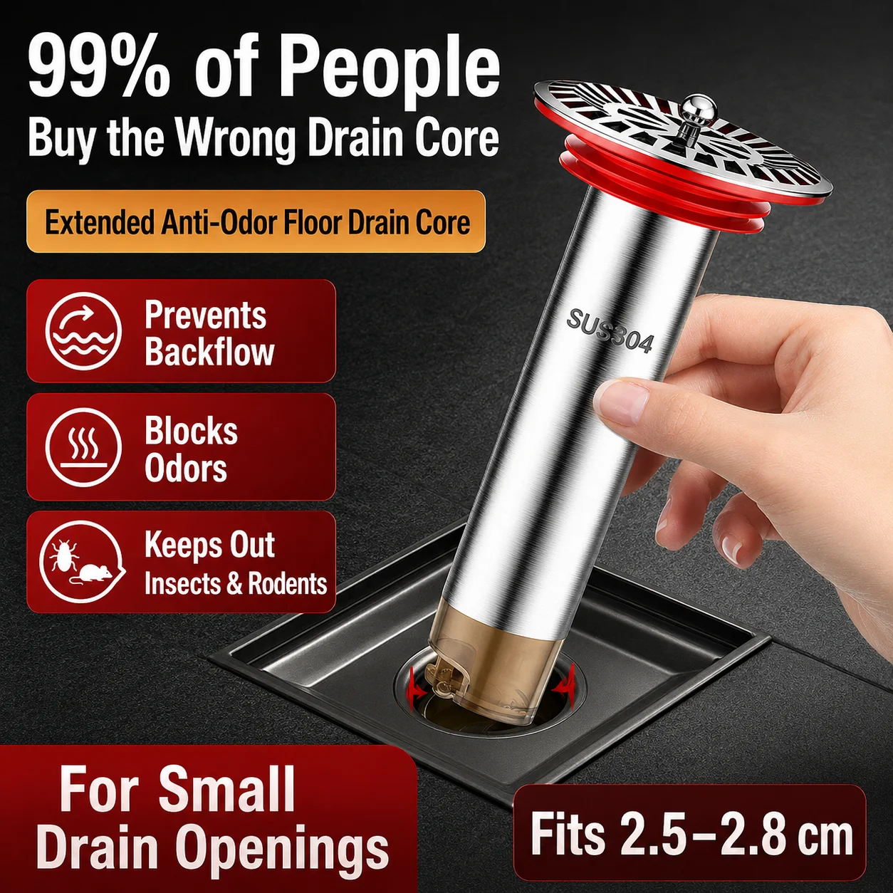 Stainless Steel Small Diameter Floor Drain Core 25mm 30mm Long Extension Tube Anti-Odor Sewer Filter Magnetic Backflow Preventer
Stainless Steel Small Diameter Floor Drain Core 25mm 30mm Long Extension Tube Anti-Odor Sewer Filter Magnetic Backflow Preventer