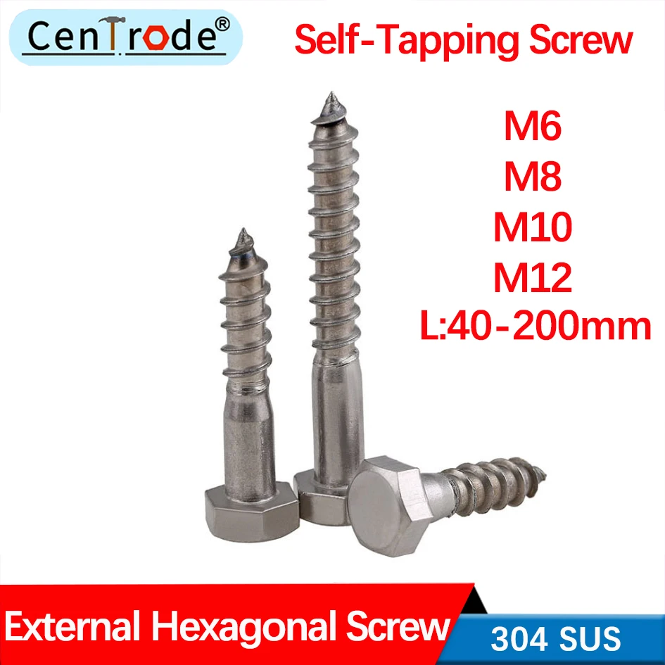 Stainless Steel Hexagon Self Tapping Screw DIN571 External Hex Cap Tapping Large Long Wood Screw M6M8M10 3pcs
Stainless Steel Hexagon Self Tapping Screw DIN571 External Hex Cap Tapping Large Long Wood Screw M6M8M10 3pcs