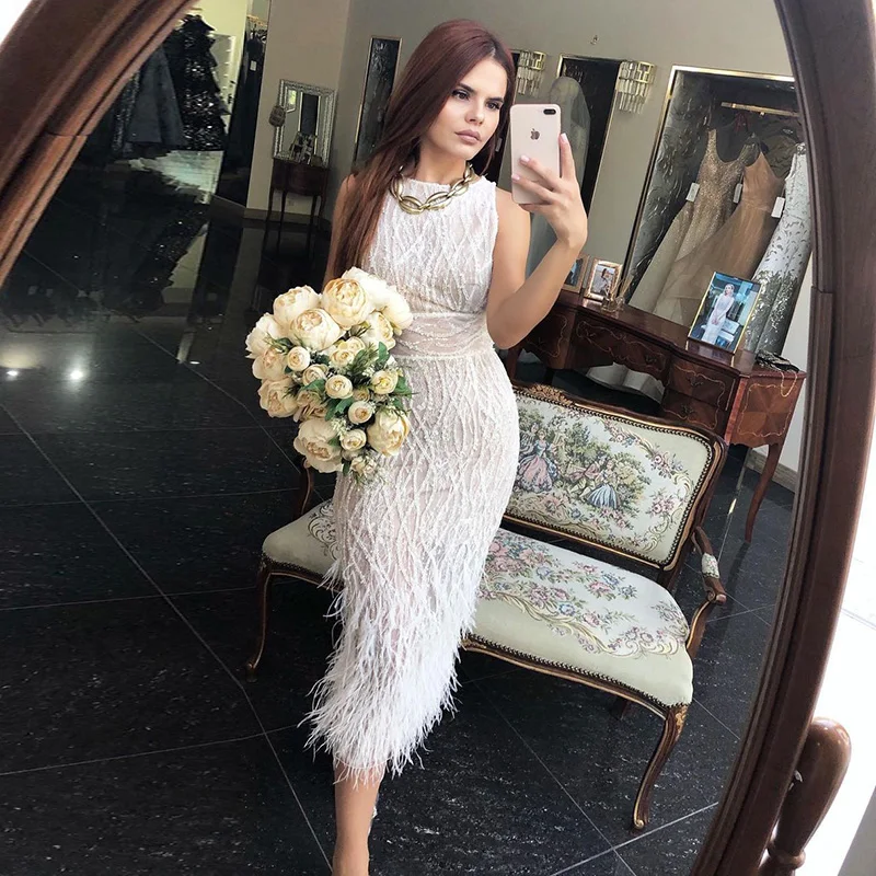 Elegant White Nude Lace Short Evening Dress with Feathers Women Black Burgundy Midi Formal Prom Wedding Party SS499 Customized
Elegant White Nude Lace Short Evening Dress with Feathers Women Black Burgundy Midi Formal Prom Wedding Party SS499 Customized