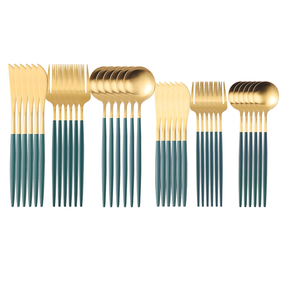 36 Pcs Green Cutlery Set Stainless Steel Knife Fork Spoon Dessert Dinnerware Home Dinnerware Set Tableware Dishwasher Safe
36 Pcs Green Cutlery Set Stainless Steel Knife Fork Spoon Dessert Dinnerware Home Dinnerware Set Tableware Dishwasher Safe