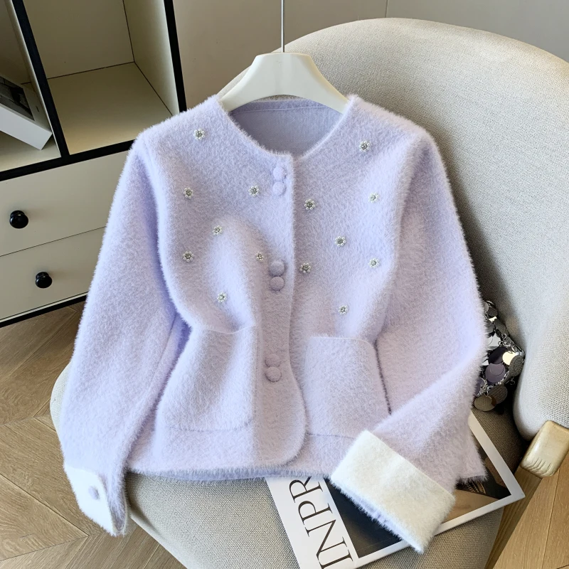 Soft Thiened Diamond Embedded Sweater Coat Women's Autumn Winter Knitted Cardigan Top Quali Faionable Anti-Aging
Soft Thiened Diamond Embedded Sweater Coat Women's Autumn Winter Knitted Cardigan Top Quali Faionable Anti-Aging